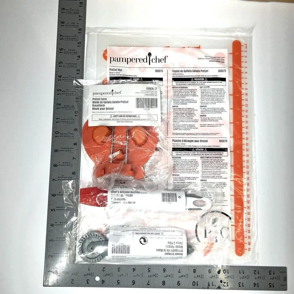 Pampered Chef Pretzel Making Kit Mat Crimper Form Brush All New Items NO MIX